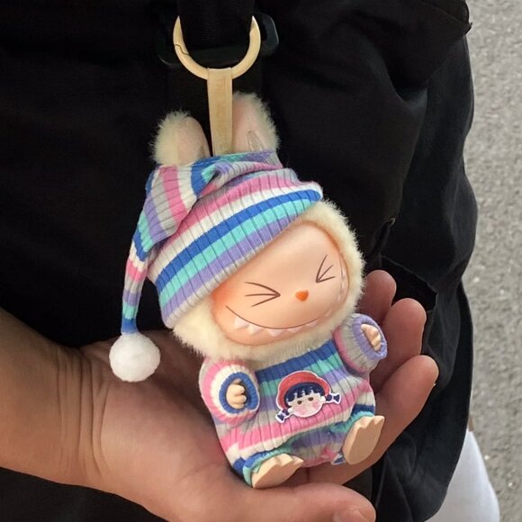 [Bundle of 2] Labubu Pajama Outfits – Pink & Blue Striped Sleepwear Sets 🩷💙 - Picture 2 of 8